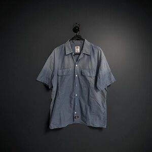 Dickies Men's Casual Blue Button Down Shirt